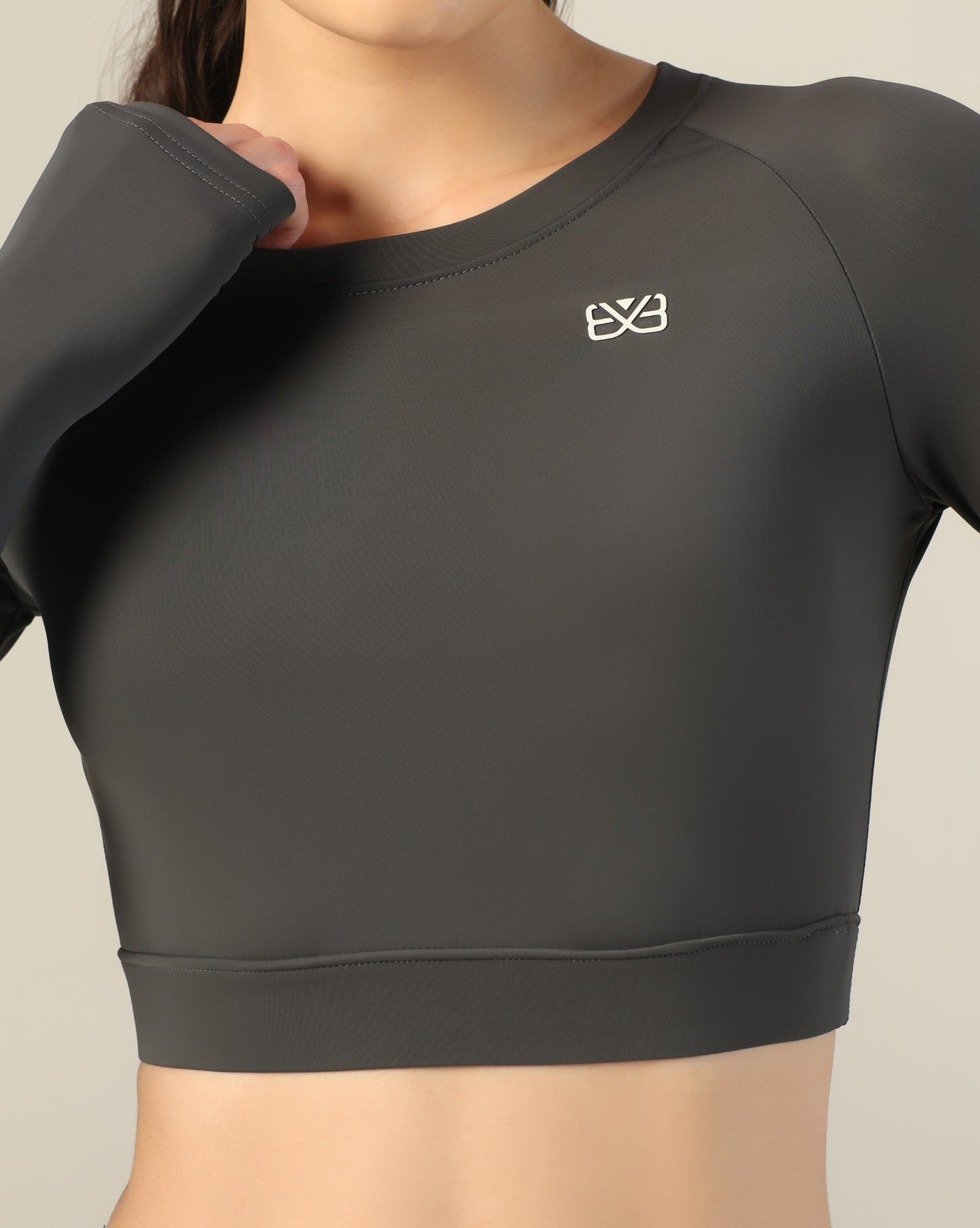Go-To Long Sleeve Crop Top - Dark Grey