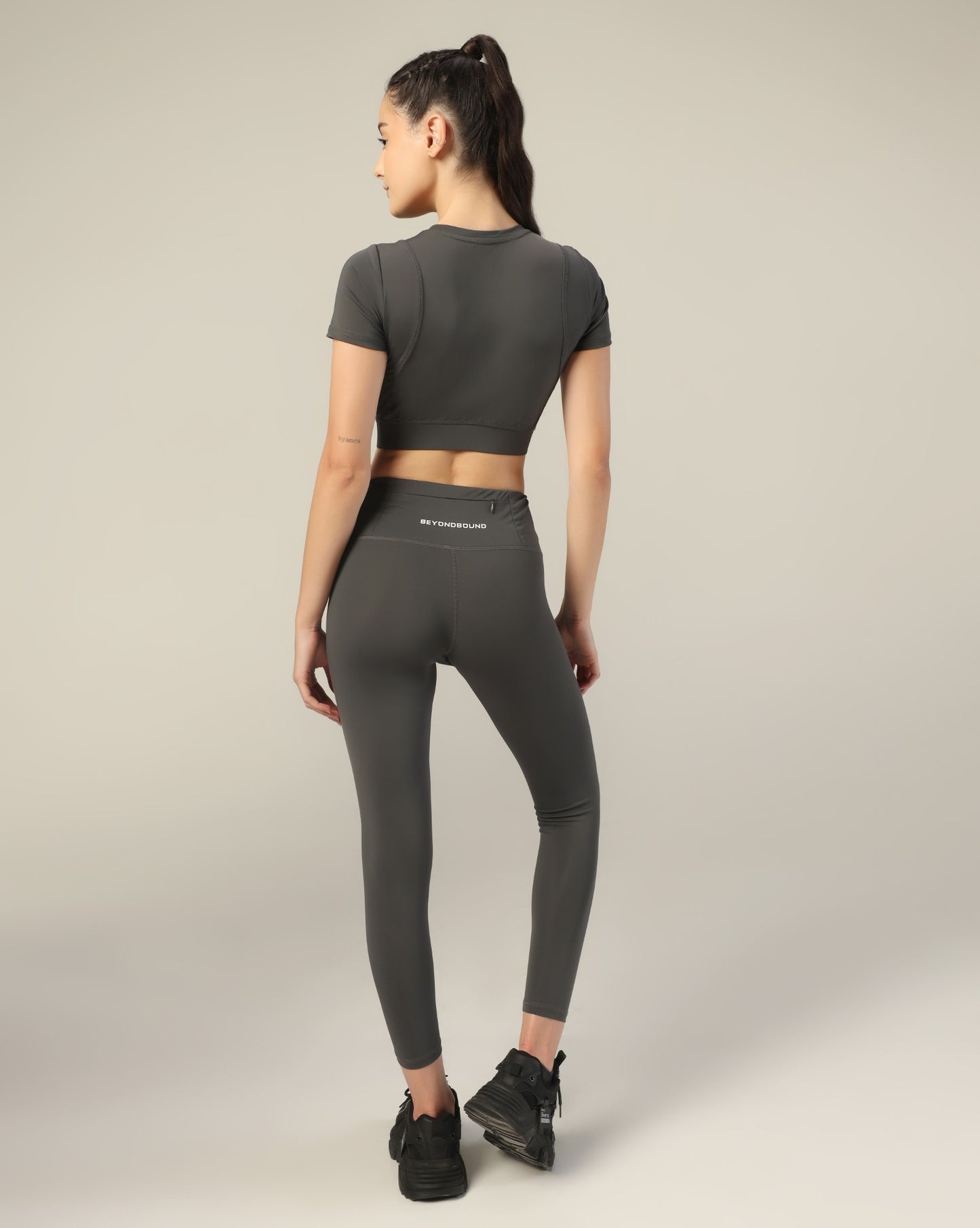 Slim Fit Crop Top - Dark Grey