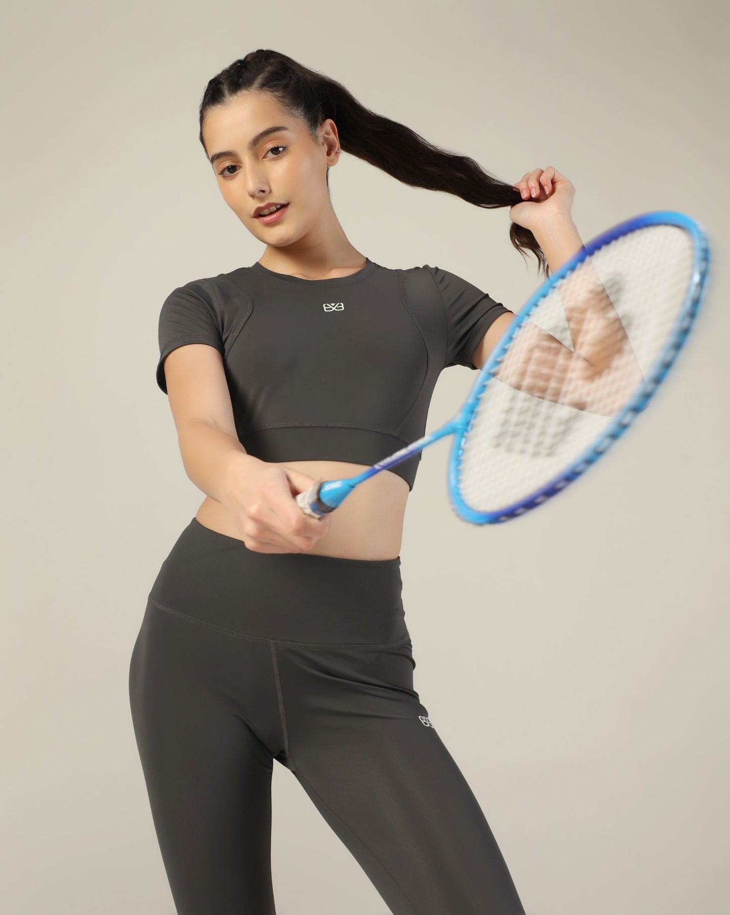 Slim Fit Crop Top - Dark Grey