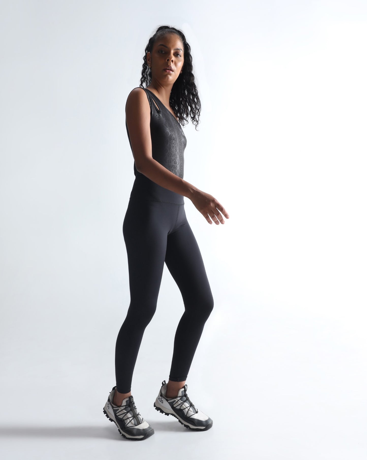 One shoulder jumpsuit -Black