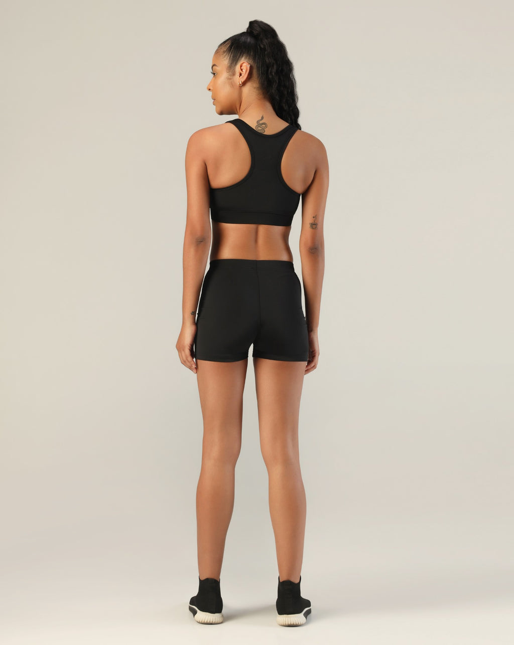 High Support Zipper Sports Bra - Black