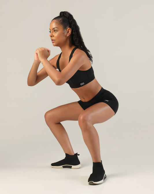 High Support Zipper Sports Bra - Black