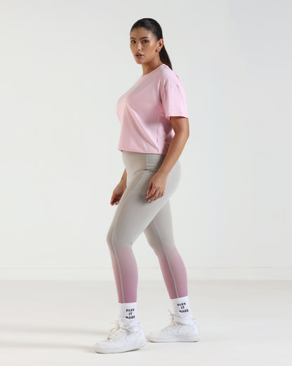 FadeFlow Leggings - Light Grey & Pink