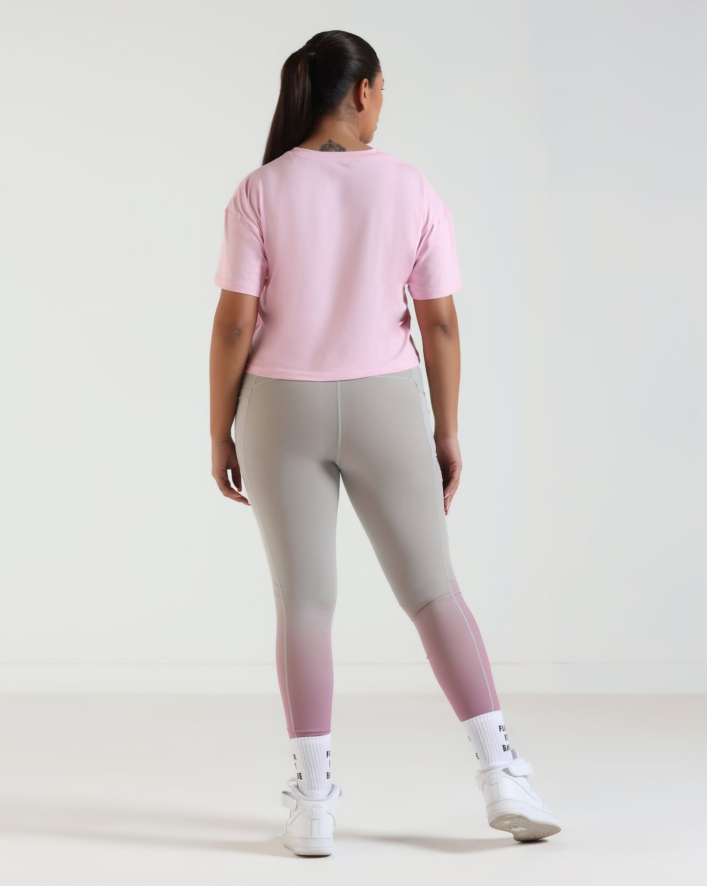 FadeFlow Leggings - Light Grey & Pink
