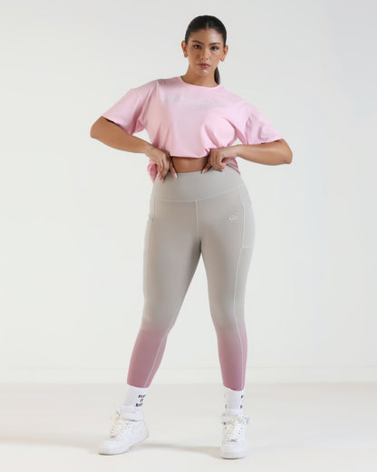 FadeFlow Leggings - Light Grey & Pink