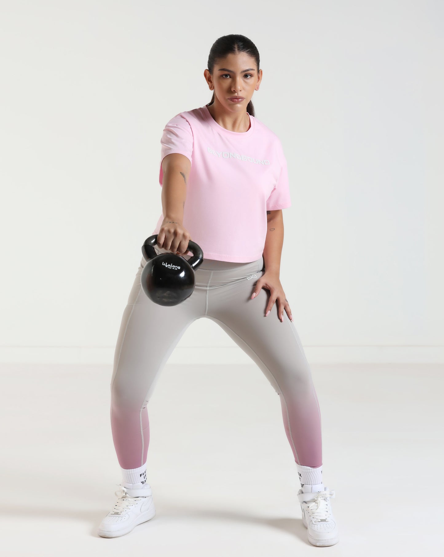 FadeFlow Leggings - Light Grey & Pink