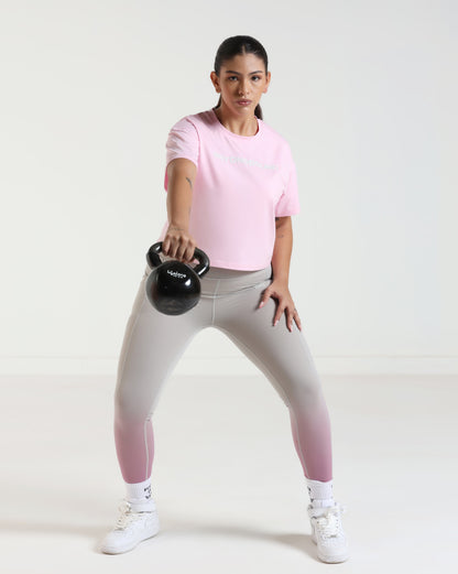 FadeFlow Leggings - Light Grey & Pink