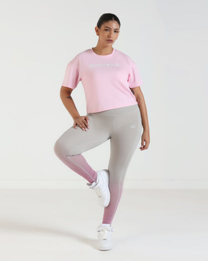 FadeFlow Leggings - Light Grey & Pink