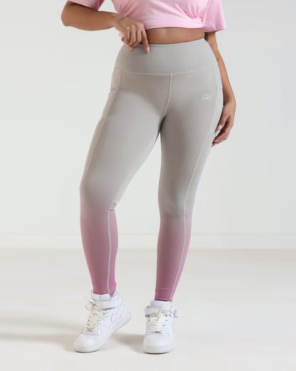 FadeFlow Leggings - Light Grey & Pink