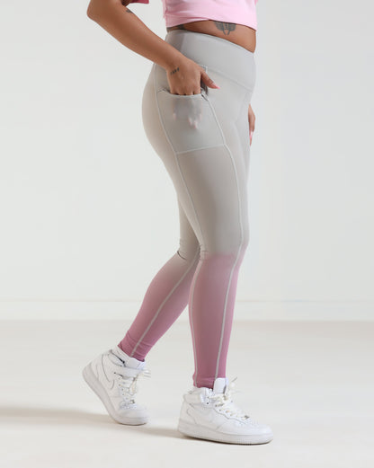 FadeFlow Leggings - Light Grey & Pink