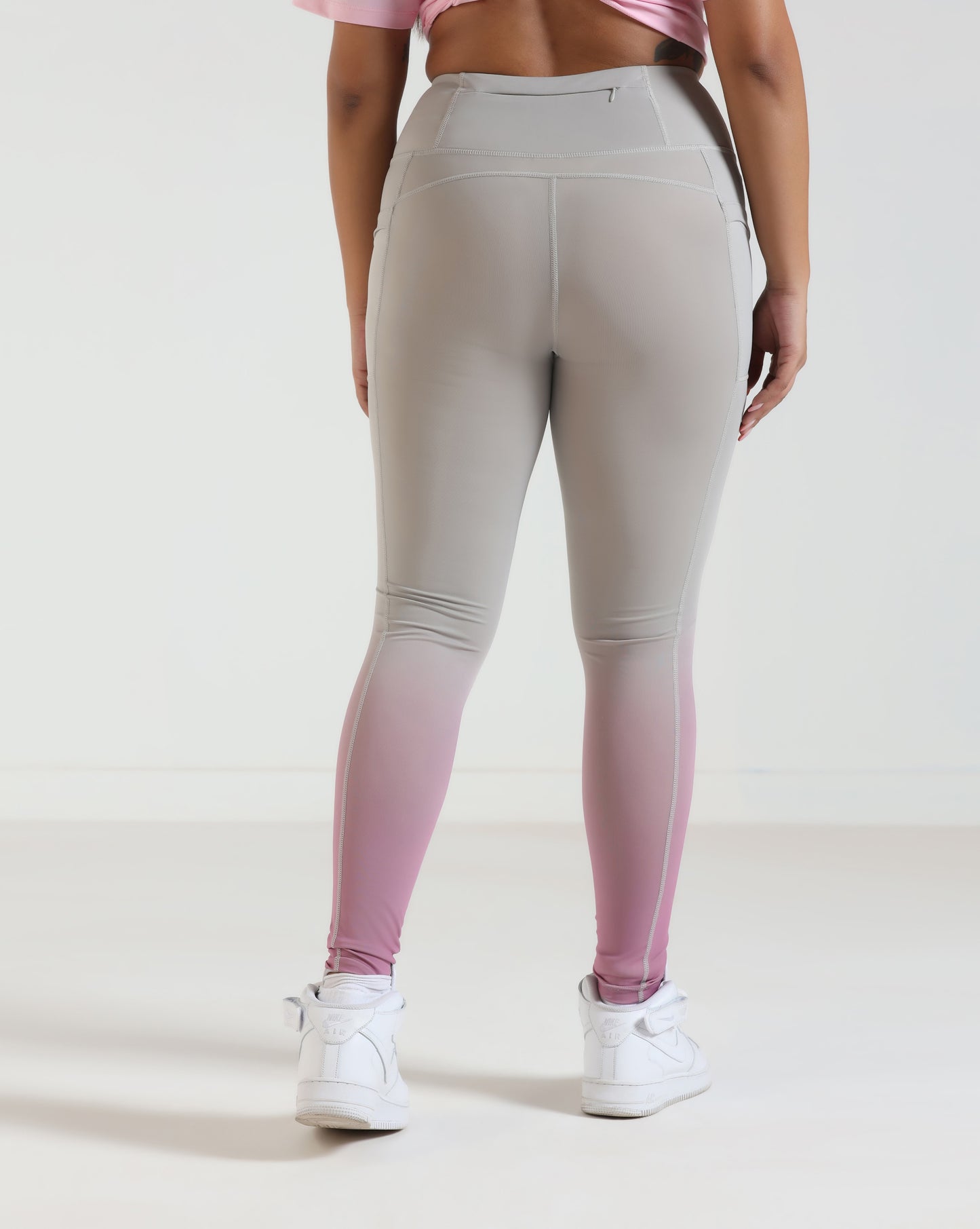 FadeFlow Leggings - Light Grey & Pink