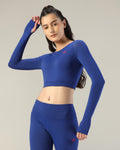 Go-To Long Sleeve Crop Top - Royal Blue