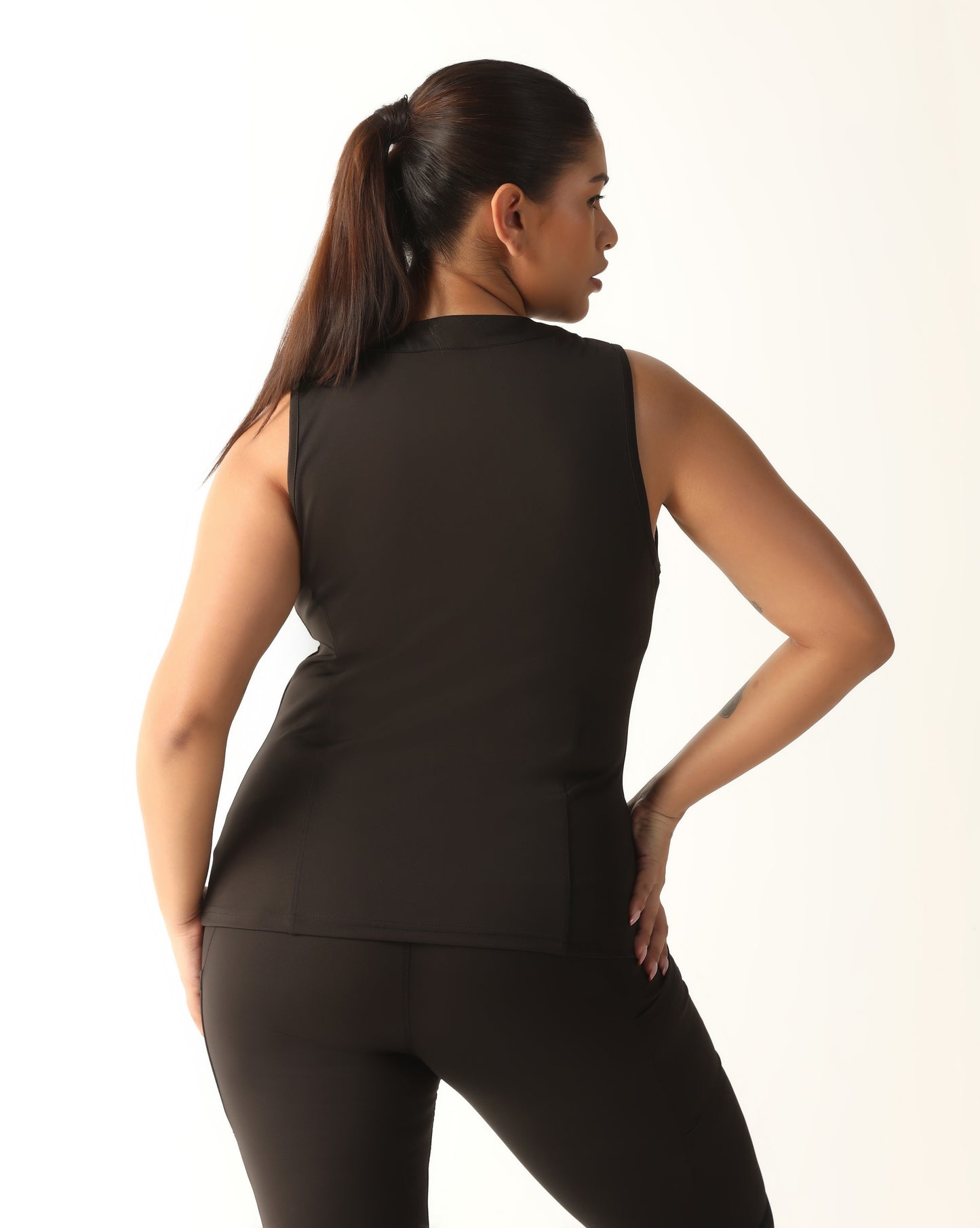 Classic Fitted Zipper Vest - Black