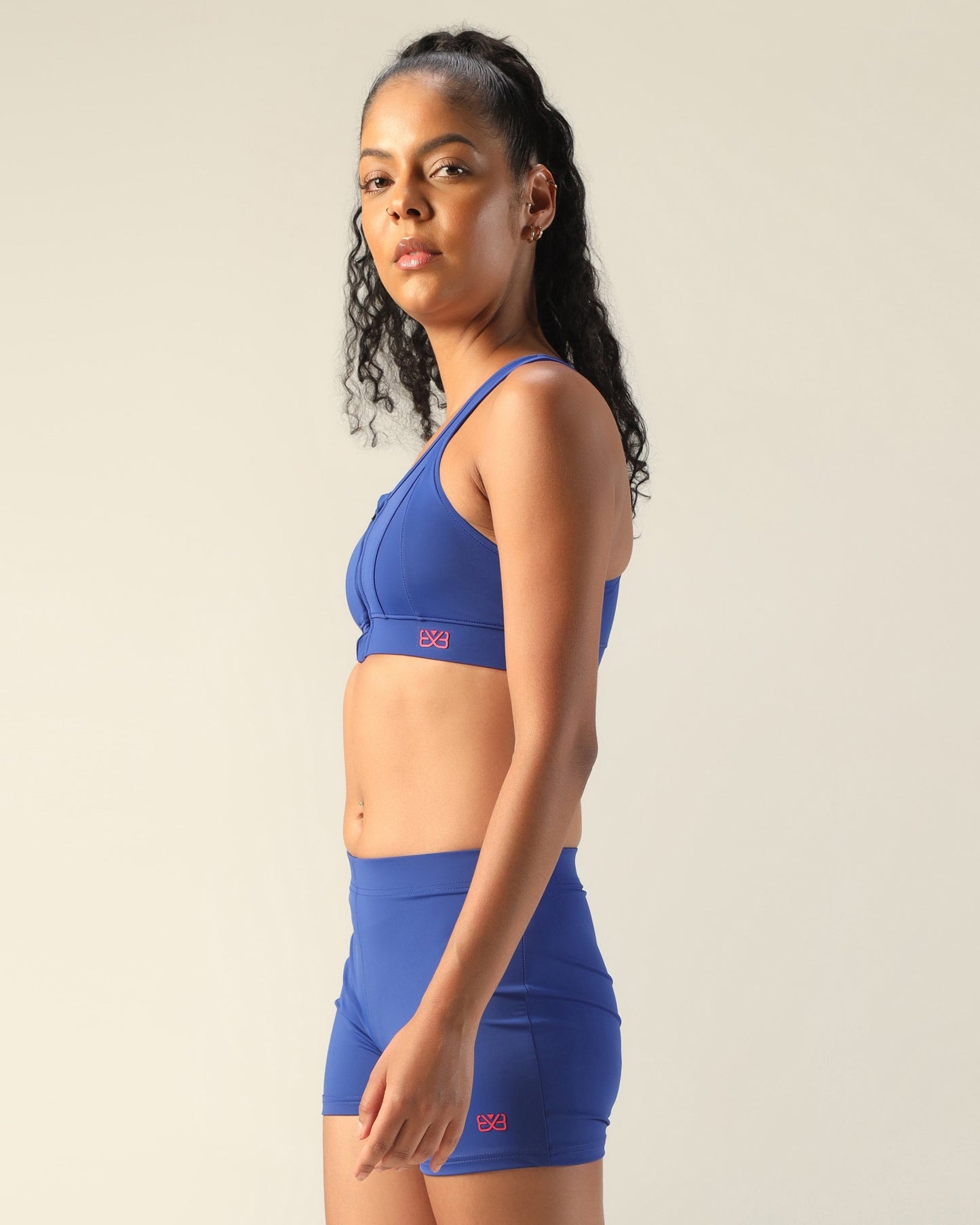 High Support Zipper Sports Bra - Royal Blue