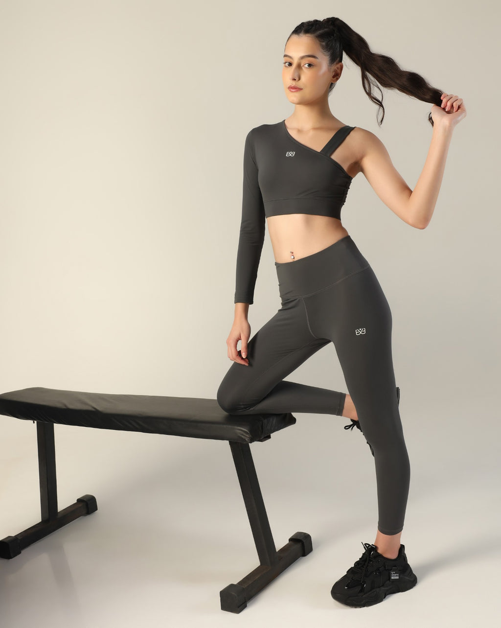 Asymmetric Crop Top - Dark grey