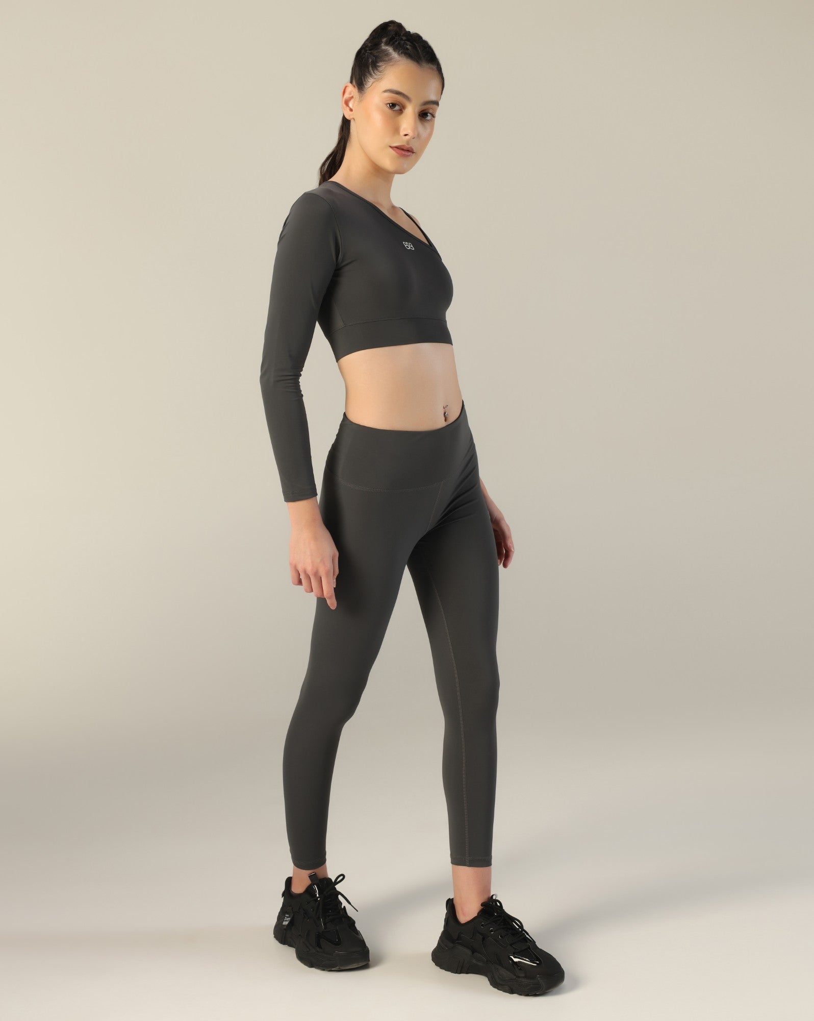 Asymmetric Crop Top - Dark grey