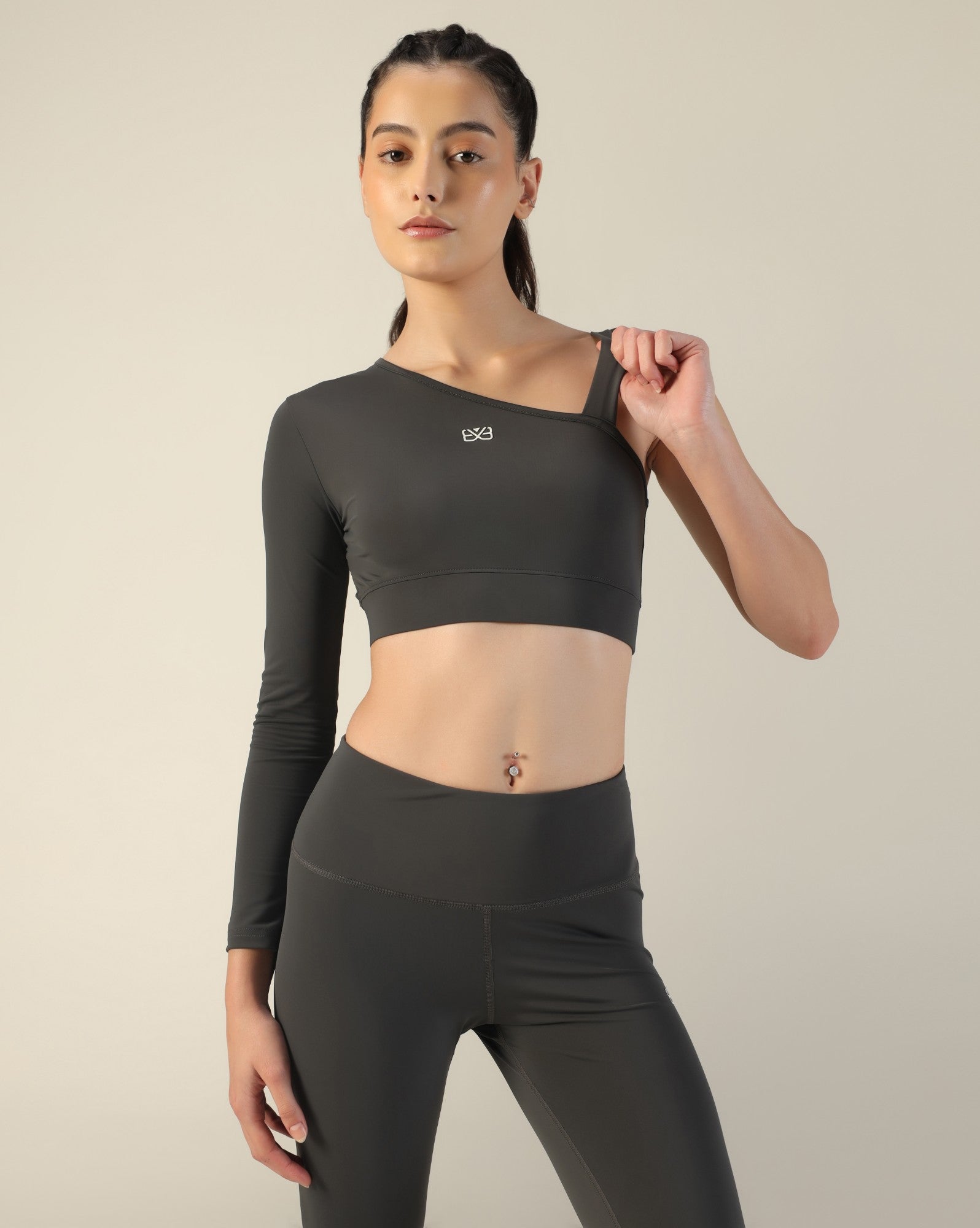 Asymmetric Crop Top - Dark grey