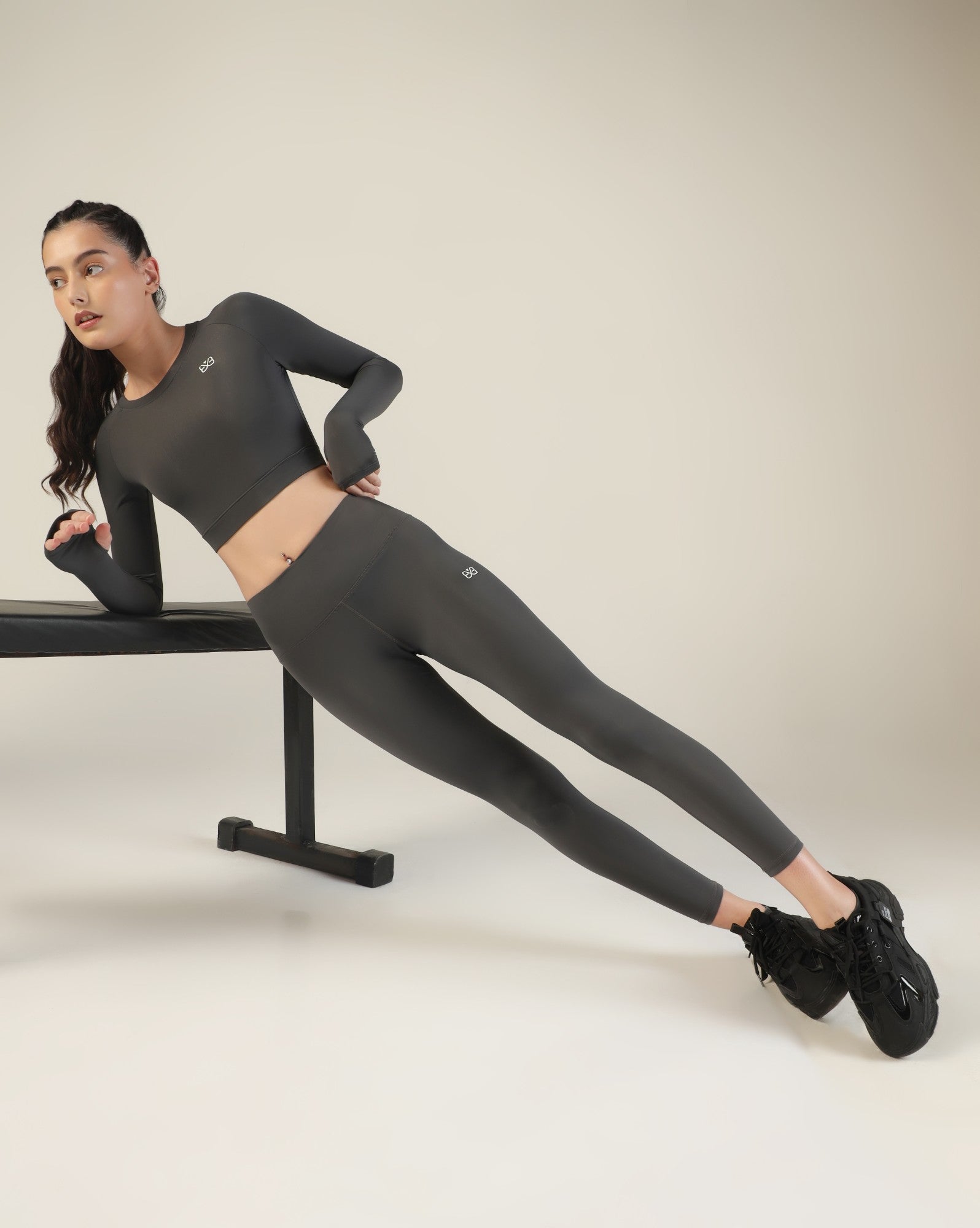 Go-To Long Sleeve Crop Top - Dark Grey