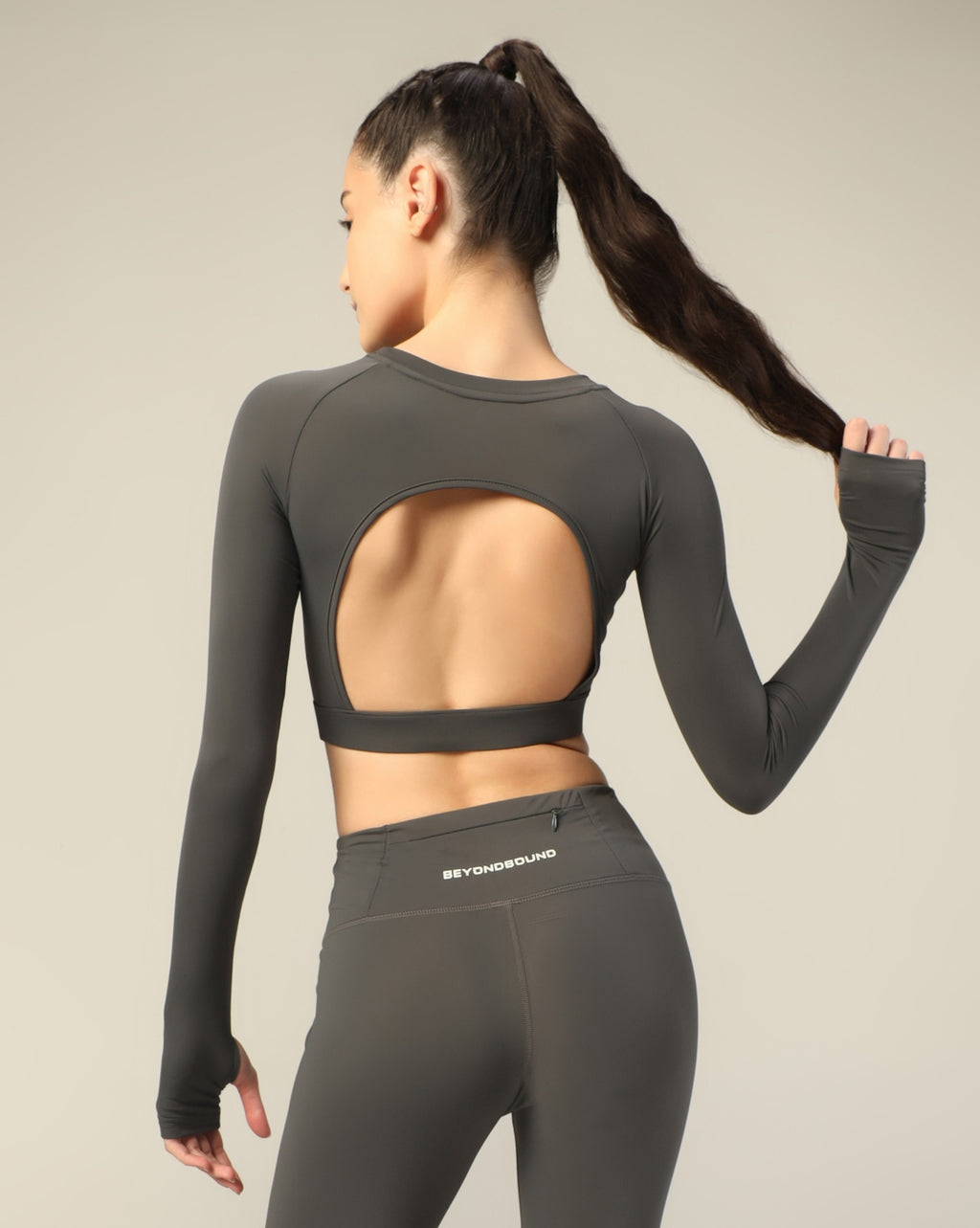 Go-To Long Sleeve Crop Top - Dark Grey