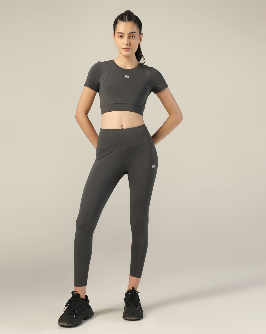 Slim Fit Crop Top - Dark Grey