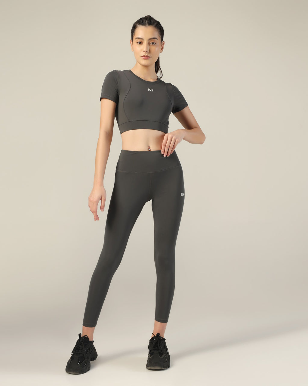 Slim Fit Crop Top - Dark Grey