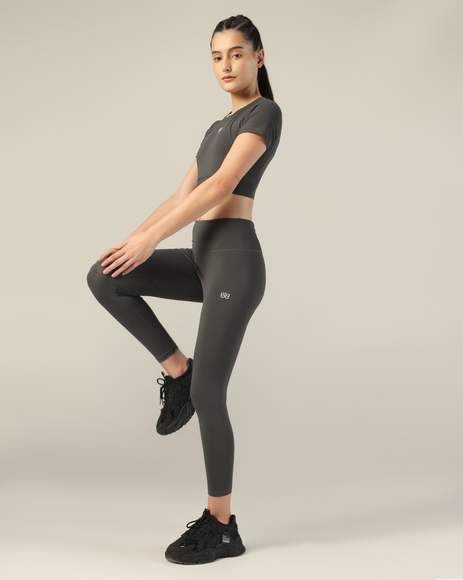 Slim Fit Crop Top - Dark Grey