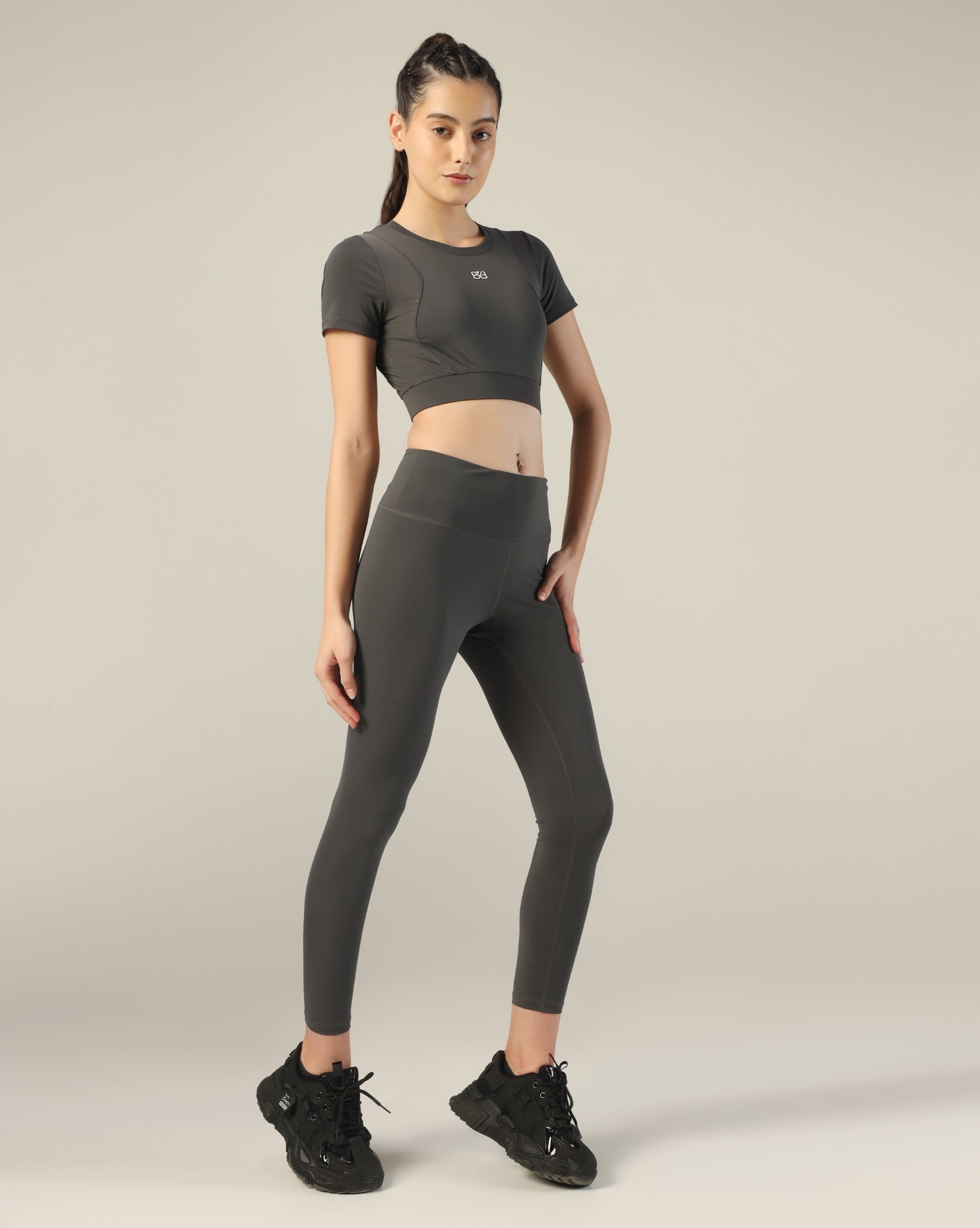 Slim Fit Crop Top - Dark Grey