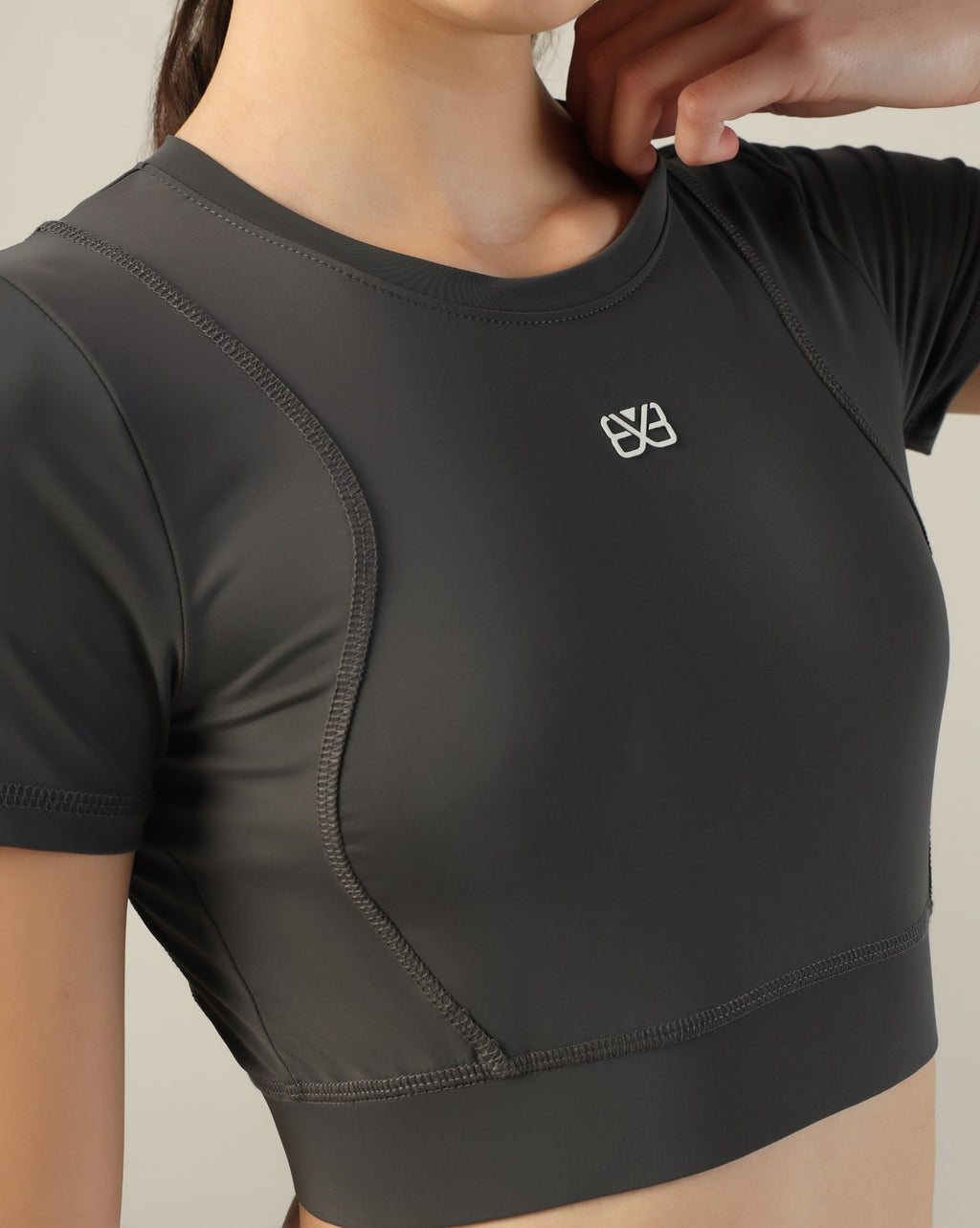 Slim Fit Crop Top - Dark Grey