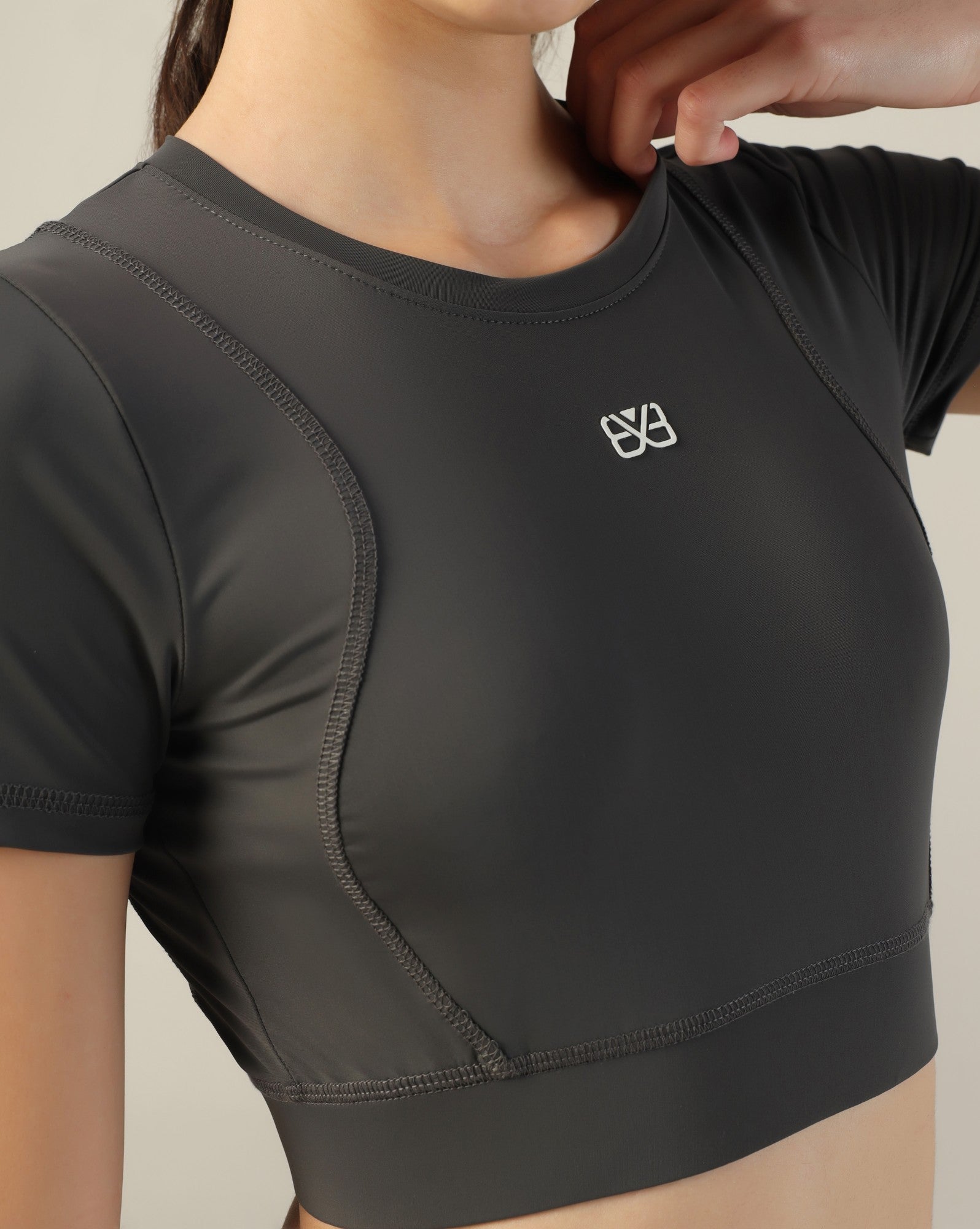 Slim Fit Crop Top - Dark Grey