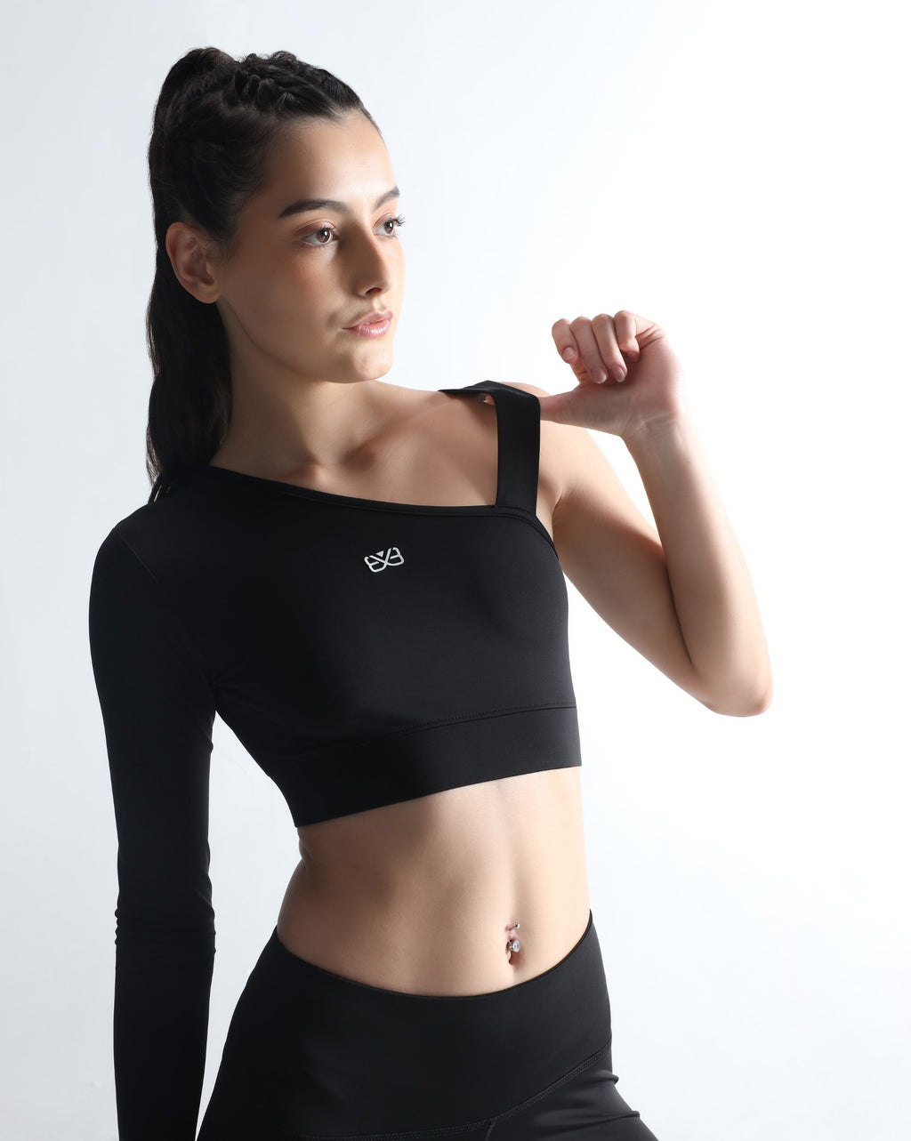 Asymmetric Crop Top - Black