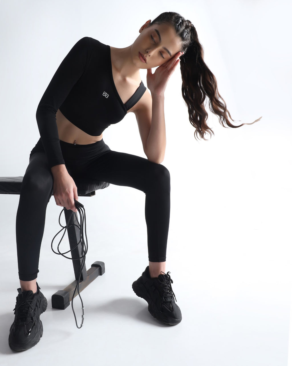 Asymmetric Crop Top - Black