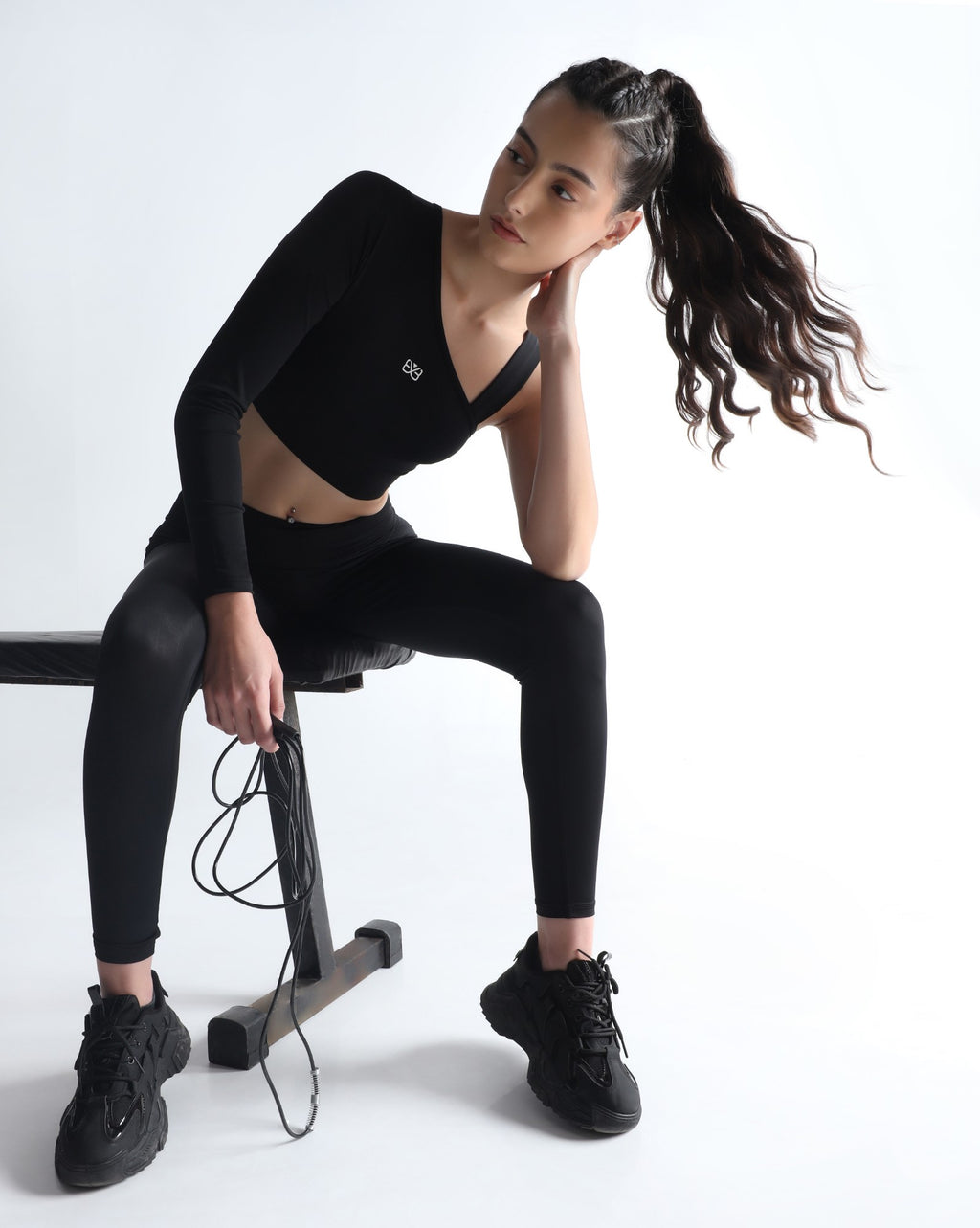 Asymmetric Crop Top - Black