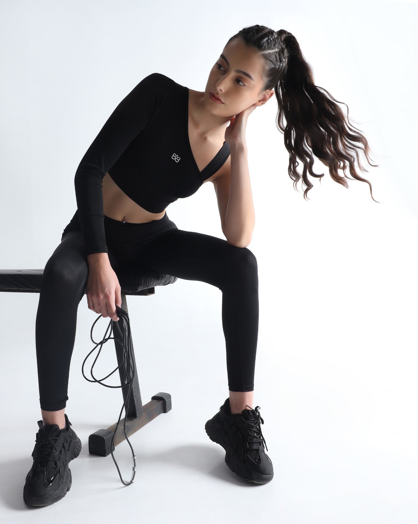 Asymmetric Crop Top - Black