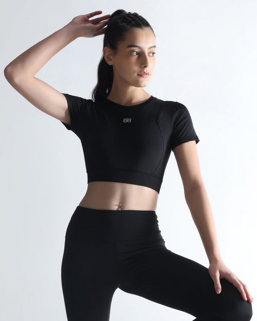 Slim Fit Crop Top - Black