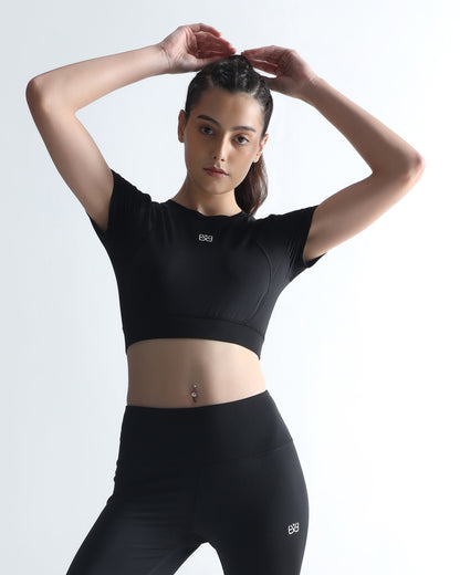 Slim Fit Crop Top - Black