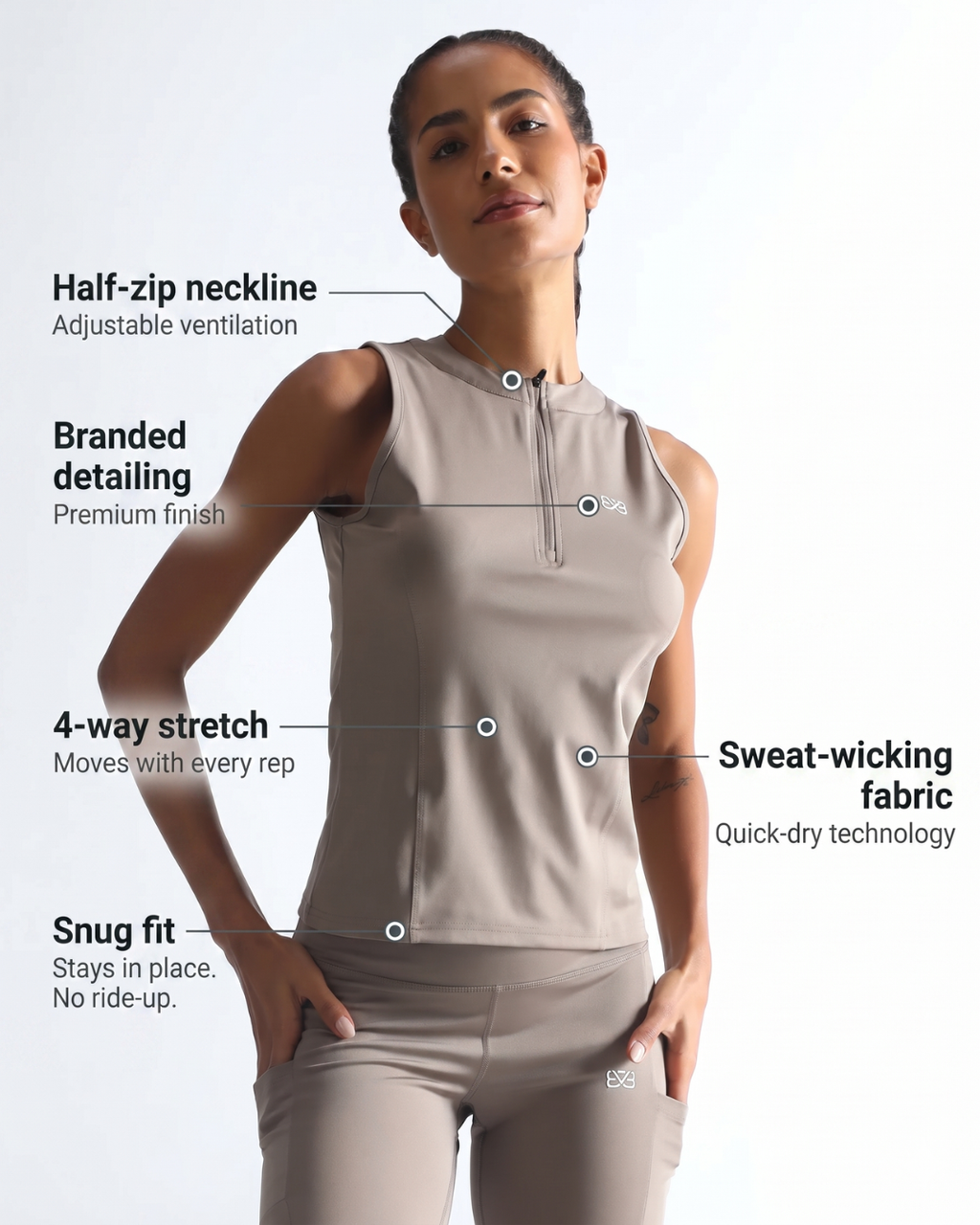 Classic Fitted Zipper Vest - Silver Mink