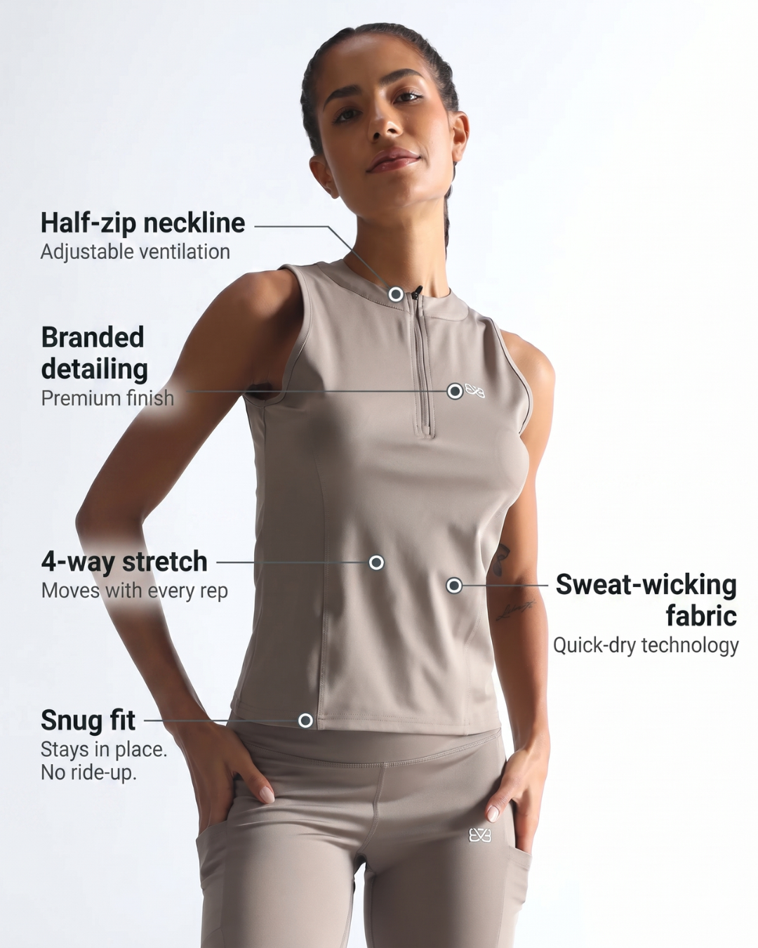 Classic Fitted Zipper Vest - Silver Mink