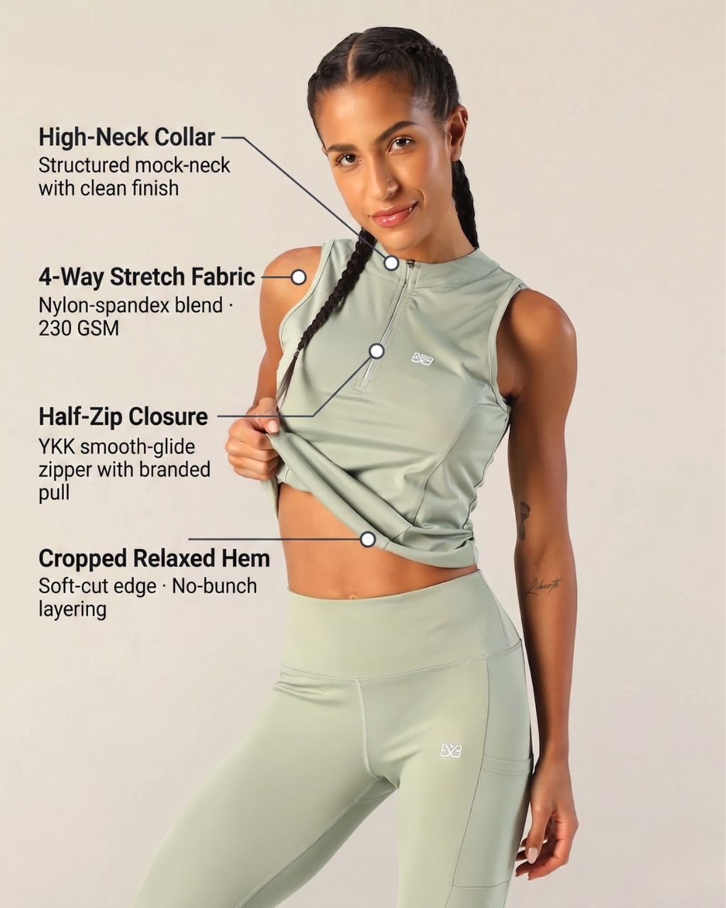 Classic Fitted Zipper Vest - Pista